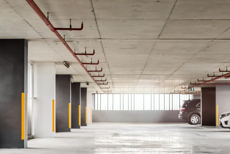 Gereinigte Tiefgarage mit Stellplätzen